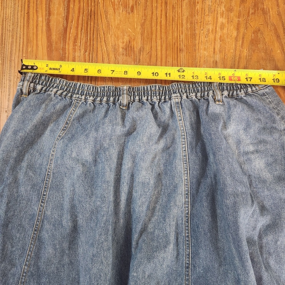 Vtg Gloria Vanderbilt Skirt Sz 22 XL Blue Denim Jean Double Button Front Pockets - Picture 5 of 11